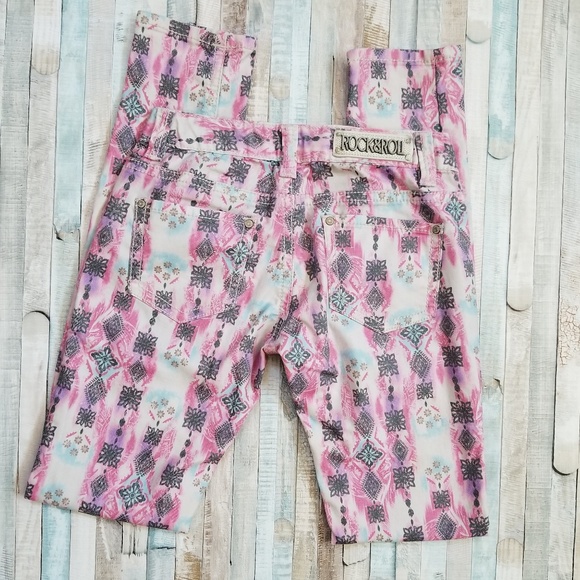 Rock & Roll Cowgirl Pink Print Skinny Jeans - Picture 2 of 8